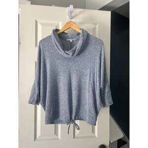 Green Envelope  Womens Small Gray Cowl Neck Knit Sweater Top Drawstring Hem USA